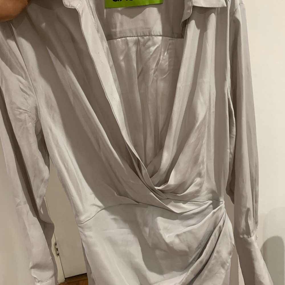 Gauge81 Gray Dress Shirt with Satin Finish